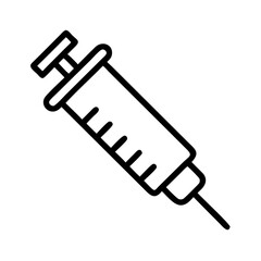 Illustration of a black outline syringe with plunger and needle for medical injection use case design