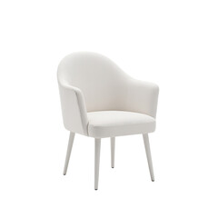 Fototapeta premium Isolated armless fabric dining chair in a minimalist design and neutral color on a white background