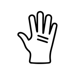 Obraz premium Illustration of a hand with four fingers extended and two lines on the palm in black outline