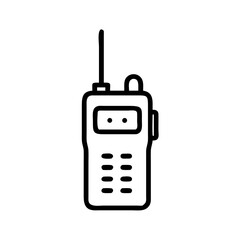 Obraz premium Illustration of a simple black and white walkie talkie with antenna and buttons on a white background