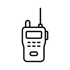 Obraz premium Illustration of a black outline walkie talkie with an antenna and screen on a white background image