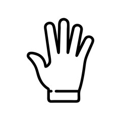 Obraz premium Outlined hand with five fingers extended in a gesture of stopping or greeting on a white background