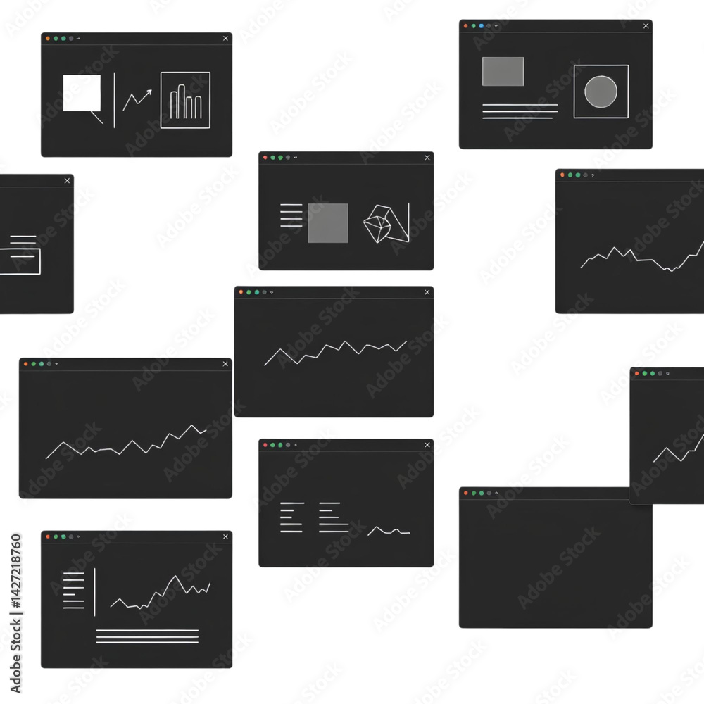 Poster digital dashboard: explore data visualization and analytical graphics on a modern digital interface 