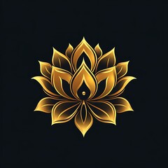 Obraz premium Elegant Golden Lotus Flower Photo On Black Background For Spiritual Concepts