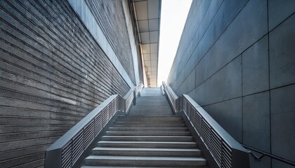 Fototapeta premium Grey Concrete Staircase Leading Upwards in Modern Building
