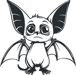 A cute fantasy creature with bat wings and a whimsical expression, ideal for illustrations.