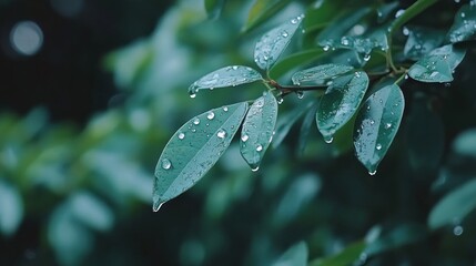 Dewy Leaves, Forest, Nature, Rain