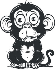 A cute cartoon monkey illustration featuring a playful young primate with big ears and expressive eyes.