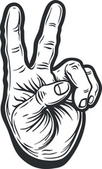 A stylized hand showing a peace sign symbolizing harmony and positivity in visual communication.