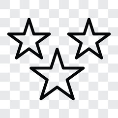 Obraz premium Three Star Line Art Icon. Minimal Rating Symbol for Reviews, Quality Score, Feedback, Performance, and User Experience Design. PNG.