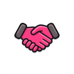 Obraz premium handshake emoji pink business agreement icon