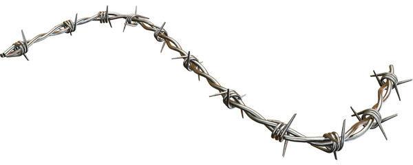 Razor Fence PNG Elements Silver Silhouette Barbed Wires for Restricted Area Concepts Isolated on a Transparent Background