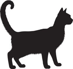 Balinese Cat Silhouette with Elegant Tail