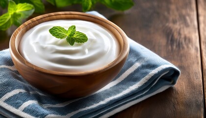 greek yougurt on a wooden table