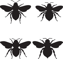 Bumblebee vector silhouette on white background