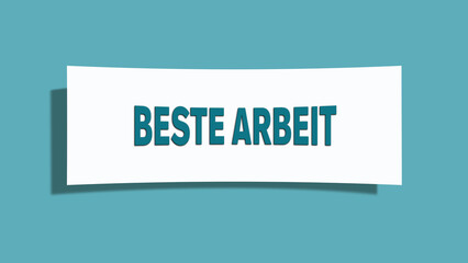 beste Arbeit (best work) - A card isolated on light green background.
