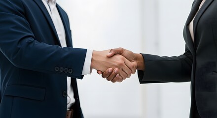Business handshake, close-up, isolated on white