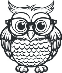 A cute cartoon owl wearing glasses, symbolizing wisdom and education in a playful design.