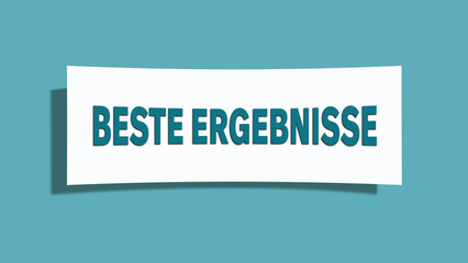 Beste Ergebnisse (Best results) - A card isolated on light green background.