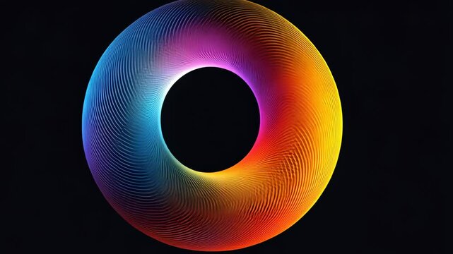 Bright Circular Eclipse with Glowing Fractal Design in Space Illustration