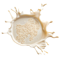 Obraz premium Spilled milk puddle isolated on white background and texture, top view --v 7.0
