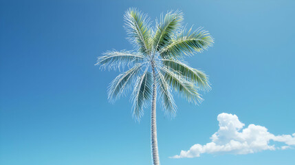 Pixelated Palm Tree Against Blue Sky