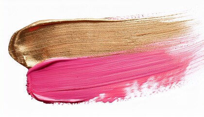 pink and gold paint brush stroke on transparent background