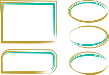 mustard brown dark turquoise colorful abstract geometrical frames shapes set vector