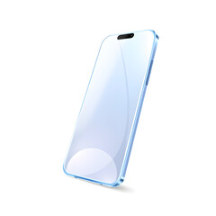 Smartphone – A 3D glass smartphone illustration, sleek and transparent, glossy edges, soft light refractions, futuristic minimal design, white background, icon-style illustration. Generative AI