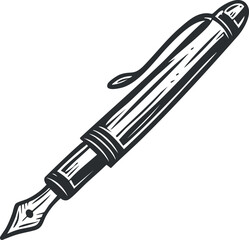 A detailed illustration of a fountain pen showcasing its sleek design and nib.