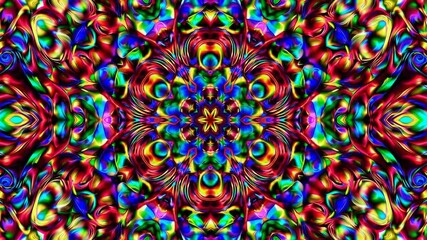 Vibrant kaleidoscopic pattern loop with multicolor symmetry