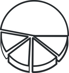 A minimalist abstract illustration of a segmented circle with clean lines and geometric design.