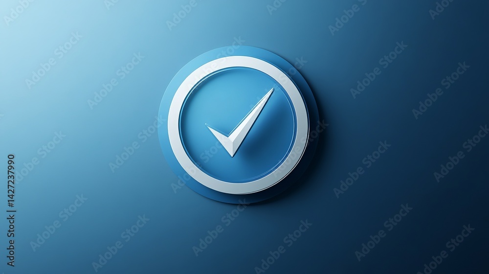 Poster modern blue checkmark icon in circle digital graphic design element for website application user int