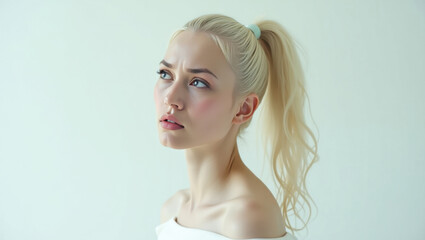 Beautiful Woman Turning Away With Intense Emotion Captured in a Minimalistic Style.