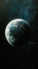 Obraz premium A beautiful blue and green planet surrounded by stars in space