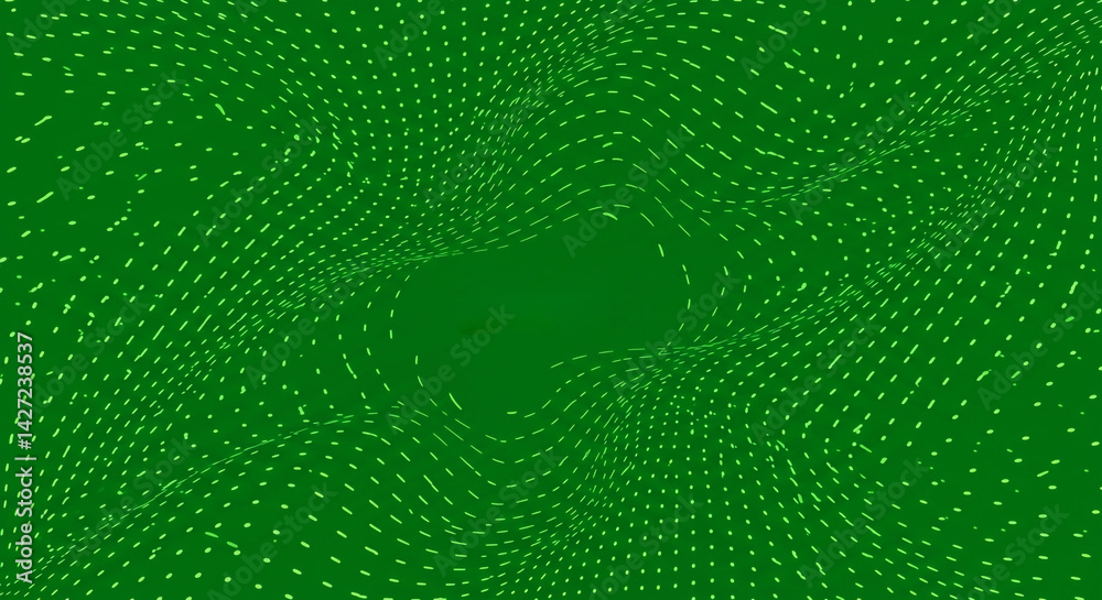Wall mural a green background with many small white dashes arranged in a wavy pattern across the surface