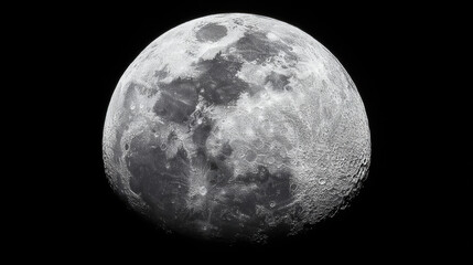 Fototapeta premium Half Moon Against Black Sky. Lunar Surface Detail and Astronomy Concept.