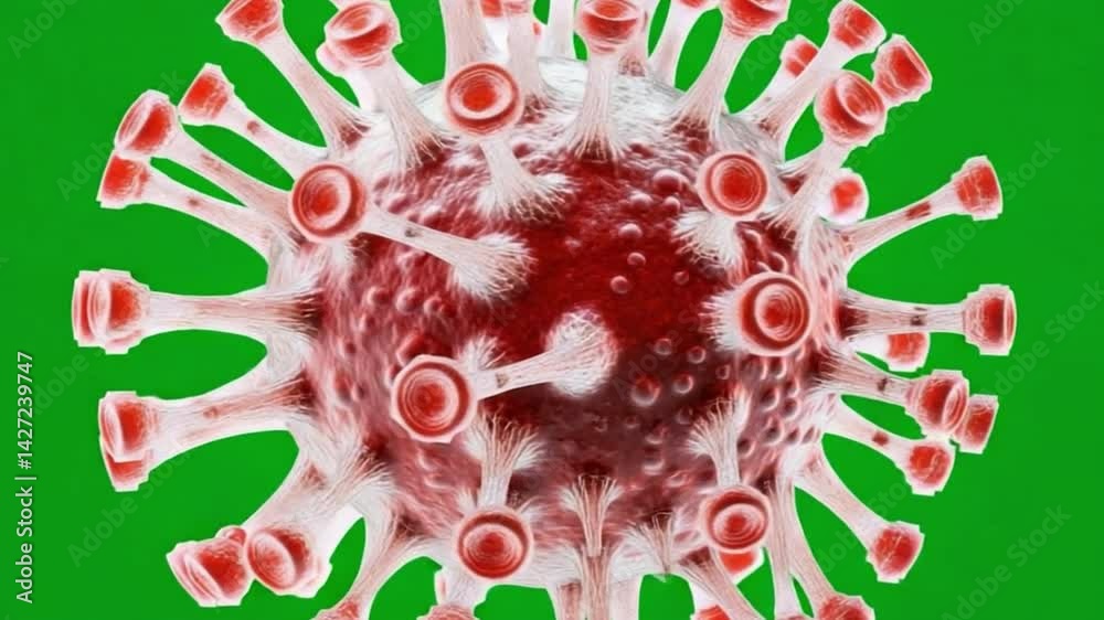 Poster Microscopic Menace: A detailed, photorealistic rendering of a virus, emphasizing its intricate structure.