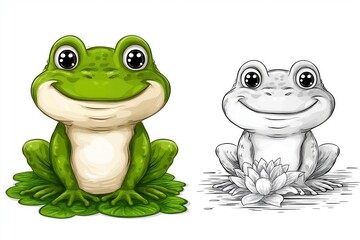 Cute Frog Cartoon Character: Vibrant Digital Art Illustration 