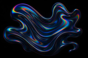 Aberração cromática líquida holográfica com fundo preto

