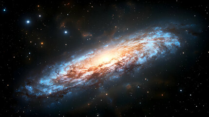 Fototapeta premium Spiral Galaxy With Glowing Stars In Deep Space