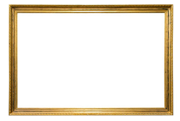 Artistic gilded antique picture frame with transparent background.