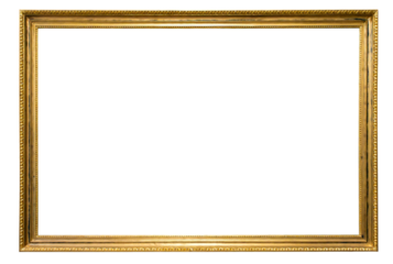Artistic gilded antique picture frame with transparent background.
