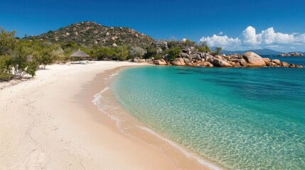 Secluded tropical beach, clear water, island