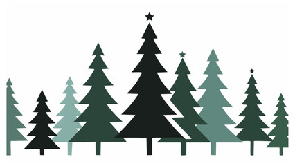 Obraz premium Christmas Tree Silhouette Set � Pine/fir tree pictograms, holiday decor vector