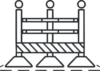 A simple illustration of a construction barrier used to indicate roadwork and safety zones.