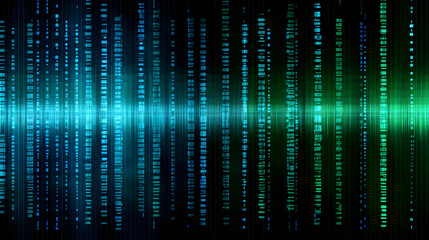 Obraz premium Abstract digital data stream background with glowing blue and green spectrum