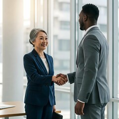 Diverse Business Handshake Modern Office Collaboration Photo