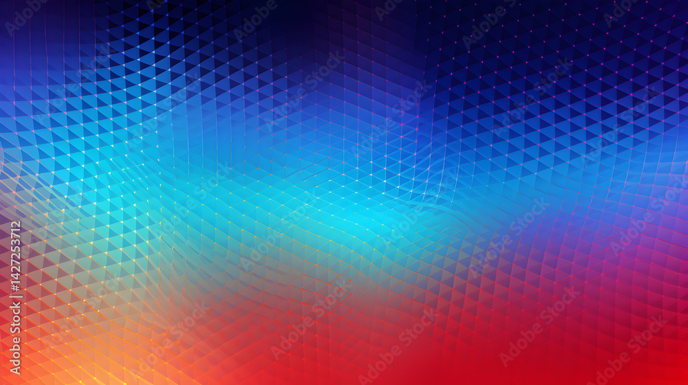Poster geometric gradient background with triangle pattern and wavy lines, modern style
