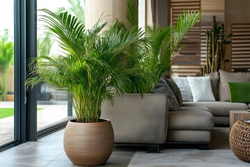 Fototapeta premium An elegant potted decorative plant, suitable for a corner of the house with a combination of natural beauty and modern decor